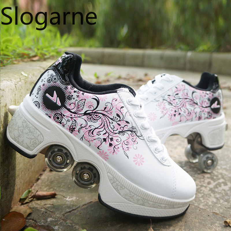 Running Shoes Men - النساء 4 عجلات تشوه زلاجات دوارة