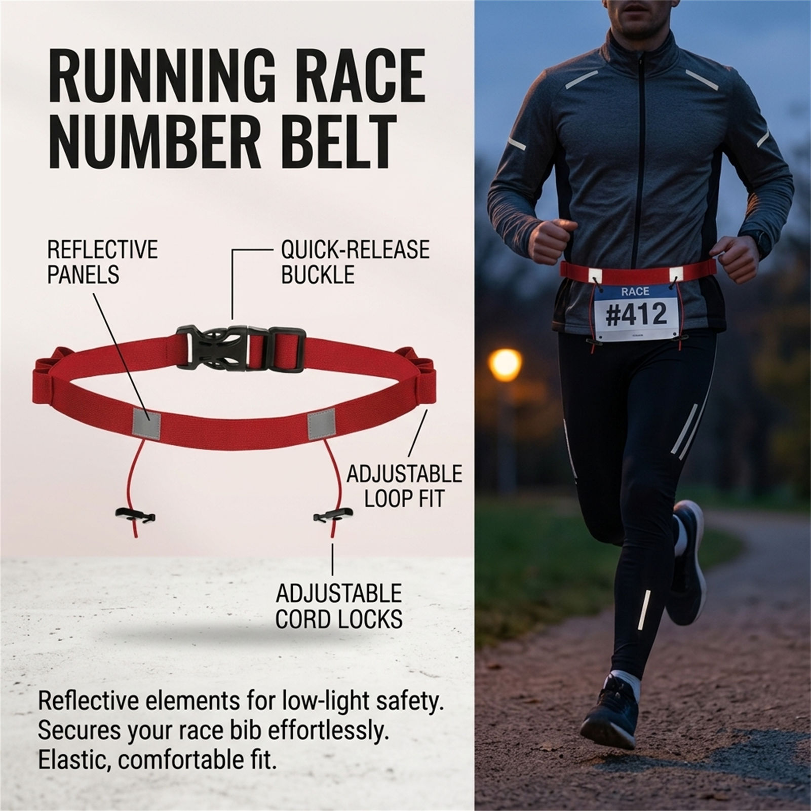 حزام عاكس للضوء لسباقات التريا - مراجعة Race Bib وسعره