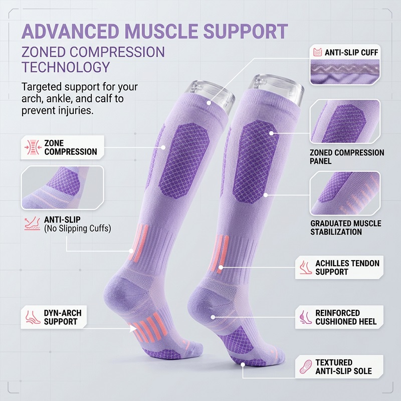 1/6 أزواج من الجوارب الطويلة ا - مراجعة Sports Socks وسعره
