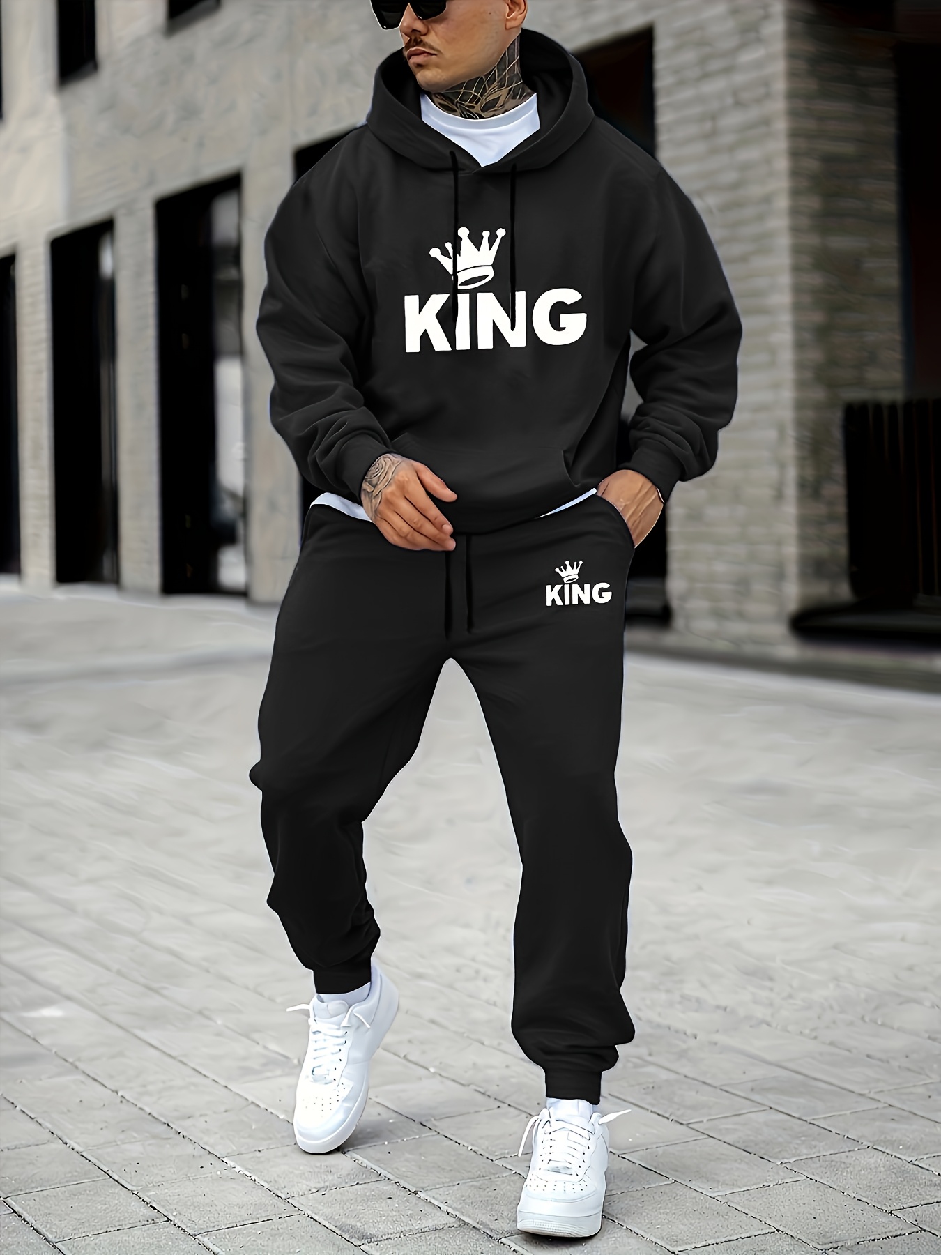 بدلة رياضية رجالية بطبعة تاج ا - مراجعة Joggers Pants وسعره