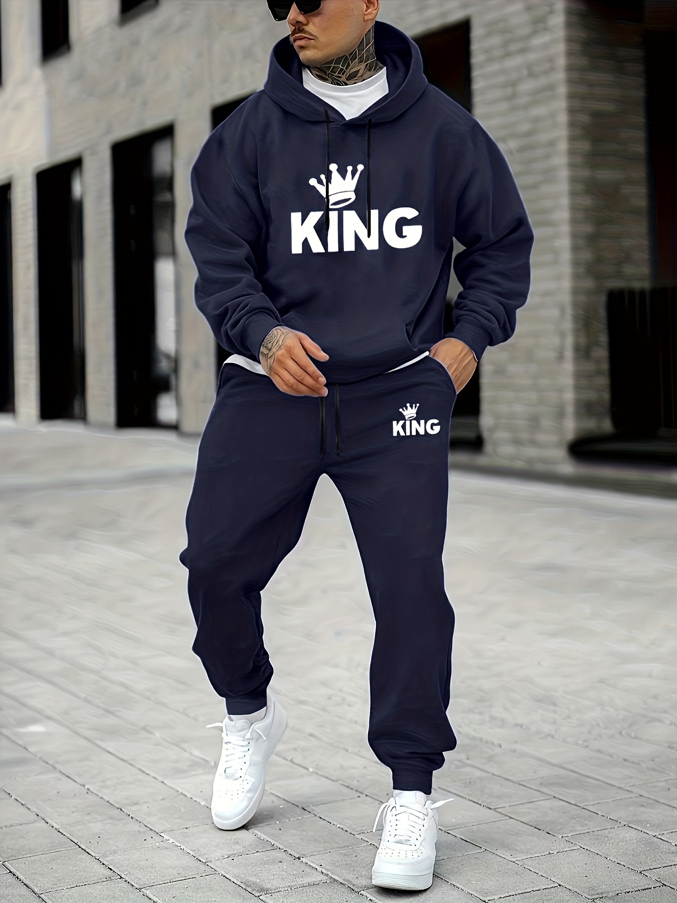 بدلة رياضية رجالية بطبعة تاج ا - مراجعة Joggers Pants وسعره