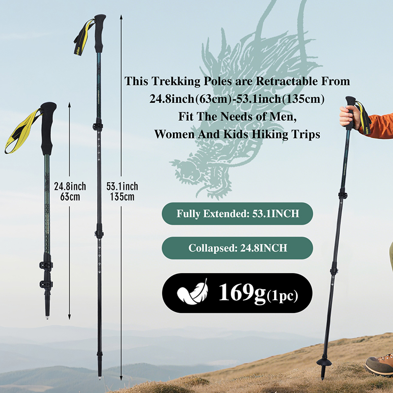 عصا المشي من ألياف الكربون 3K، - مراجعة Trekking Pole Carbon وسعره